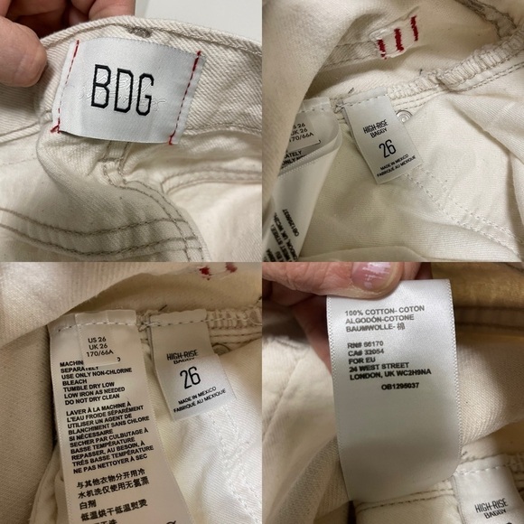 BDG Cream High Rise Baggy Jeans 26 - Picture 4 of 8